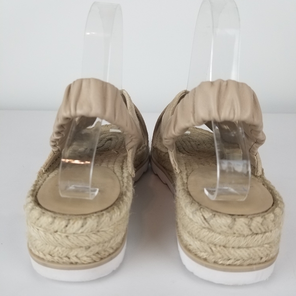 Marc Fisher Pella Espadrille Sandals Tan Suede Criss Cross Platform Size 8.5